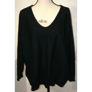 NWT New Womens 2X 1X Ryllace Plus 100% Cashmere Boyfriend Sweater Black Soft 228